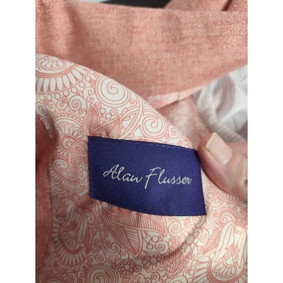 Alan Flusser Men's Linen Blend Peach Two Button Dress Blazer, XL - Picture 12 of 14